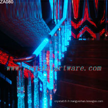 K9 cristal clair escalier garde-corps avec LED bleu